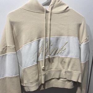 PINK Victoria's Secret Tan and White Hoodie